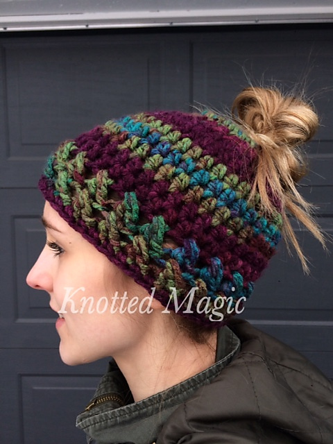 Textured Messy Bun or Ponytail Hat