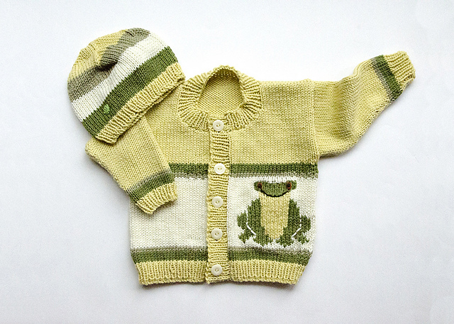 Ravelry: Cardigan u0026 Beanie w Frog Motif pattern by Theresa Black
