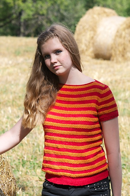 Striped Cap Sleeve Pullover