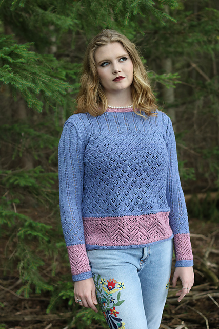 Lace Pullover with Zig Zag Border