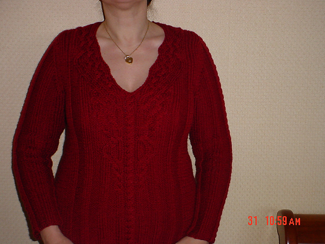 Trina Cabled Vee Neck Pullover