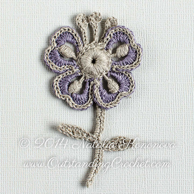 Flower with Stamens Motif Applique
