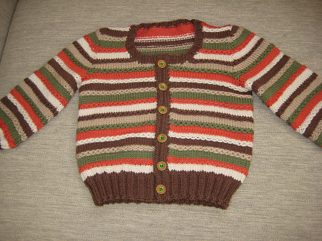 5 Colour Chain Stripes Cardigan