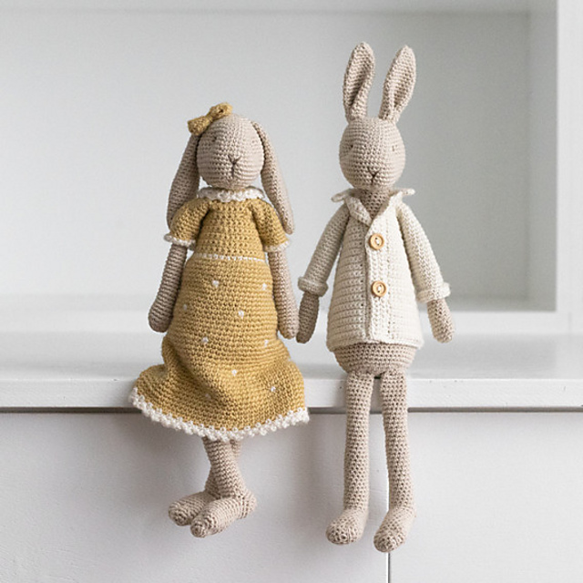 Ravelry: Mr and mrs Bunny with Jacket pattern by Pia Johannesen