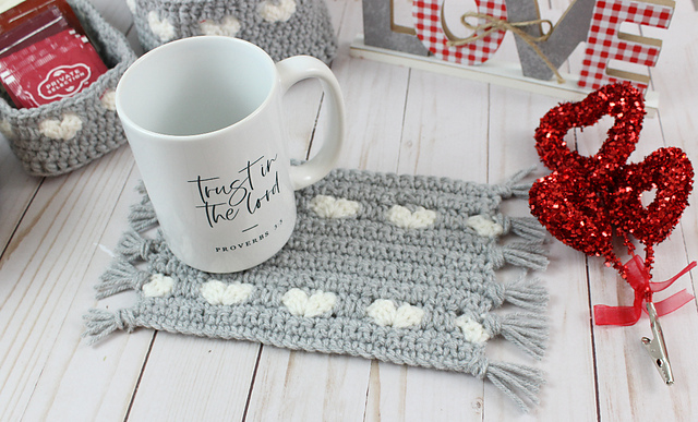 Heart Stitch Mug Rug