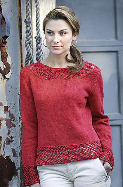 Patina Pullover with Crochet Trim