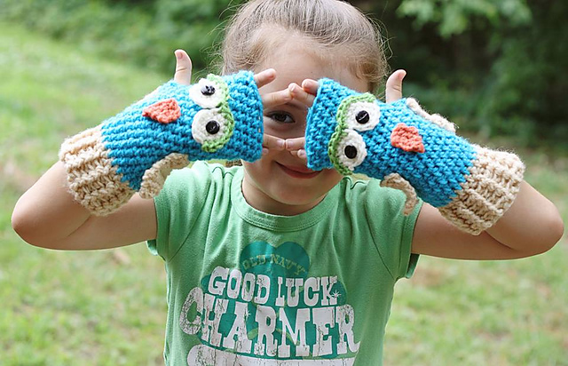 Owl Fingerless Gloves