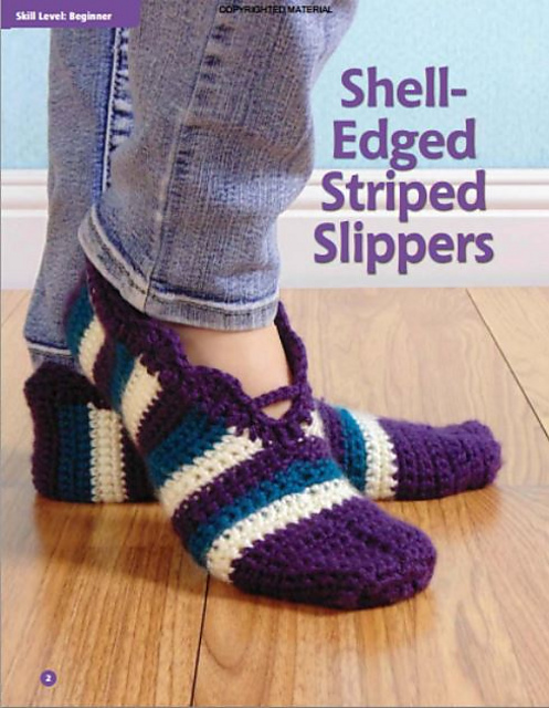 Shell-Edged Striped Slippers