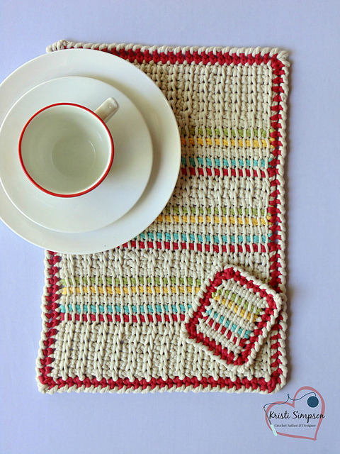 Candy Stripes Place Mat and Coaster Set
