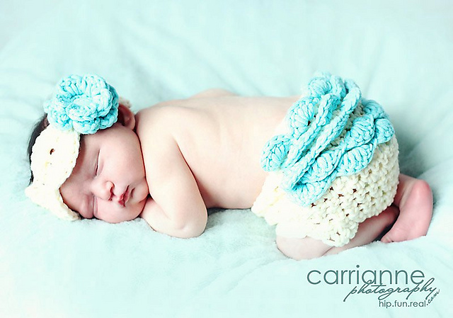 Shell Diaper Cover & Headband Set