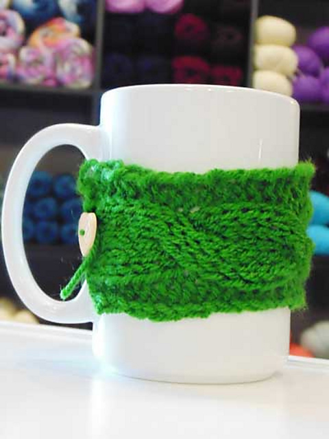 Cabled Coffee Cozy