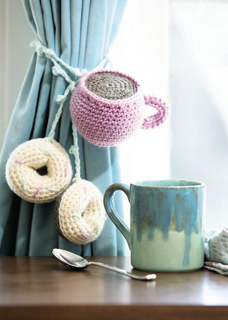 Coffee Mug & Donuts Curtain Tie Back