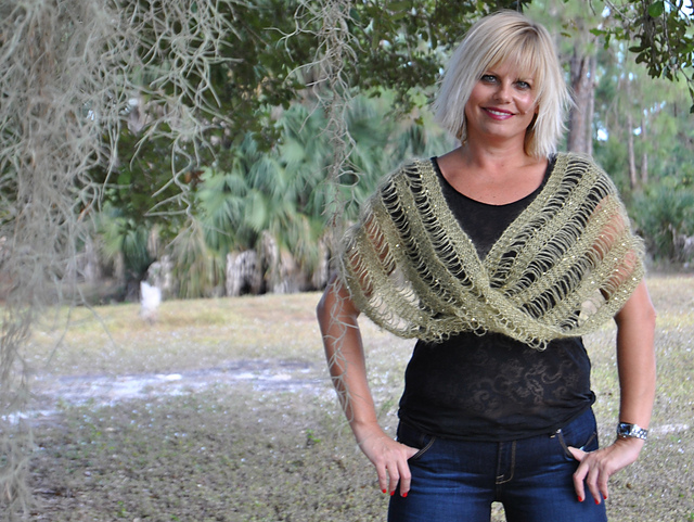 Drop Stitch Ribbon Shawl or Poncho