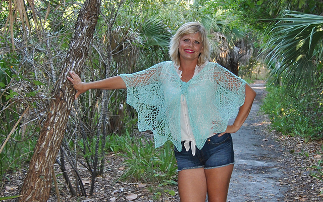 Little Hickory Turquoise Knit Lace Cape
