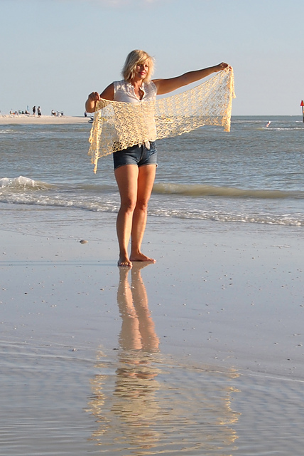 Sunny Isles Soft Yellow Crochet Lace Shawl