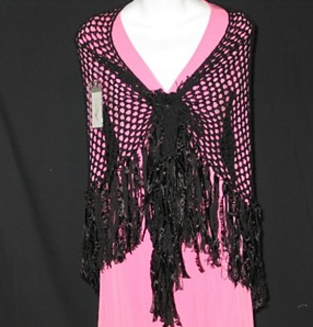 Crochet Shawl with Boa Tail and Fringe