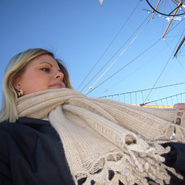 Drop Stitch Scarf with Crochet Lace Edging