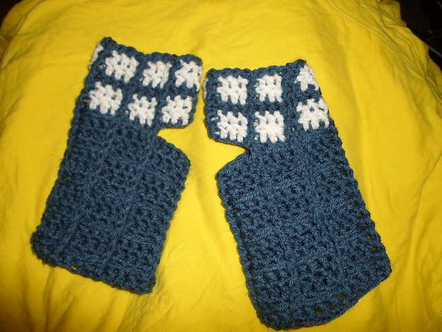Blue Police Box Fingerless Mittens
