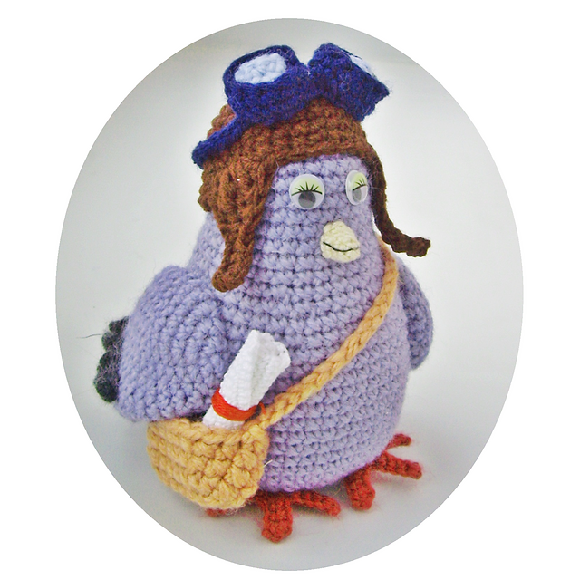 Messenger pigeon in aviator helmet
