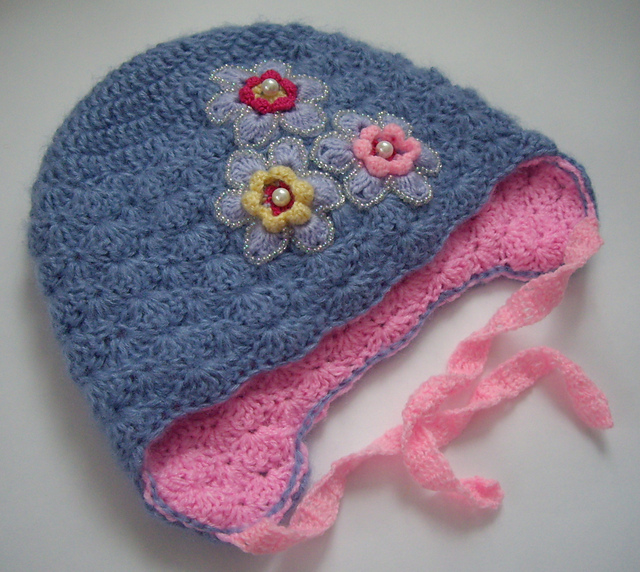 Girls double layered hat with earflaps