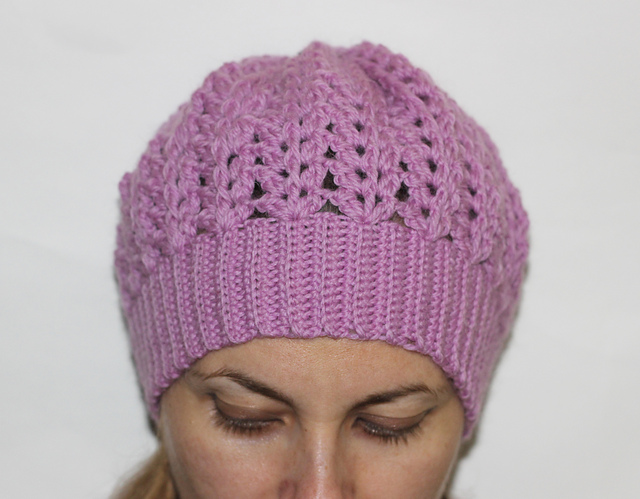 chunky lace beanie with flower