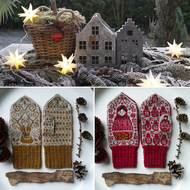 Deer and Matrjoschka Mittens