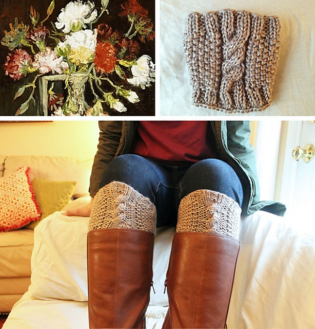 Seed Stitch & Cabled Boot Cuffs