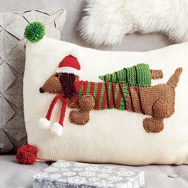 Festive Dachshund Cushion