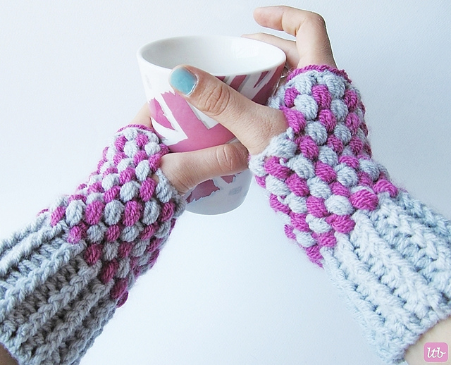 Puff Stitch Wrist Warmers