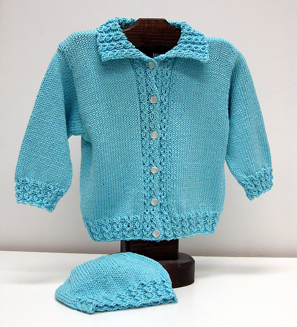 Honeycomb Baby Hat and Cardigan set