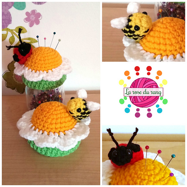 Daisy bug mason jar pincushion