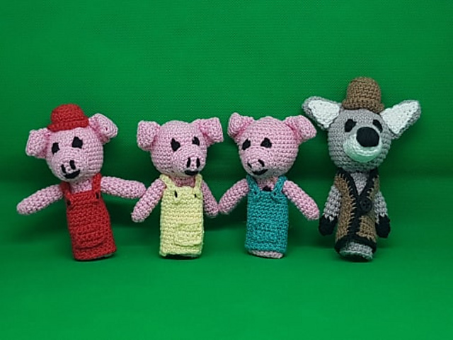 Lace Puppet Ravelry: Three Little Pigs Finger-puppets pattern by Lace & Crochet