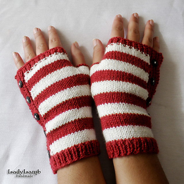Candy Cane Fingerless Gloves