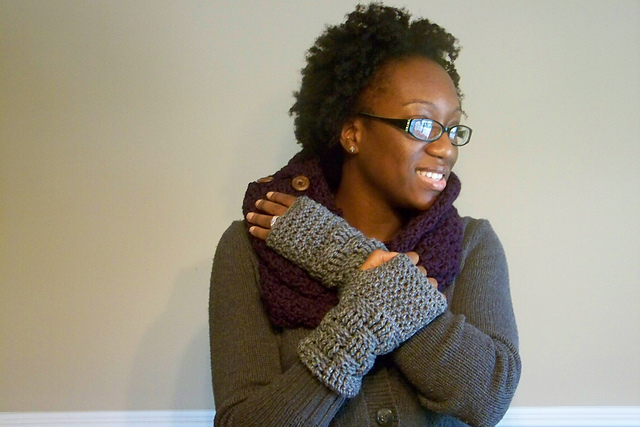 Basketweave Fingerless Gloves