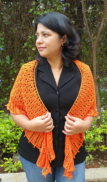 Basketwoven Crescent Shawl