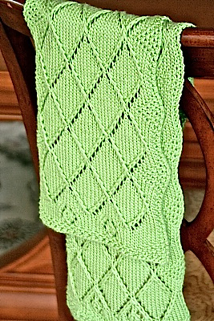 Raised Diamond Points Scarf, Shawl or Blanket