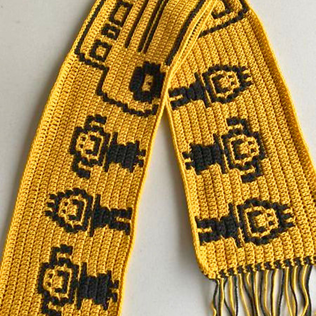 School Bus with Friends Scarf - Mosaic Crochet