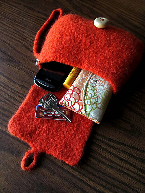Felted Wristlet Clutch Purse