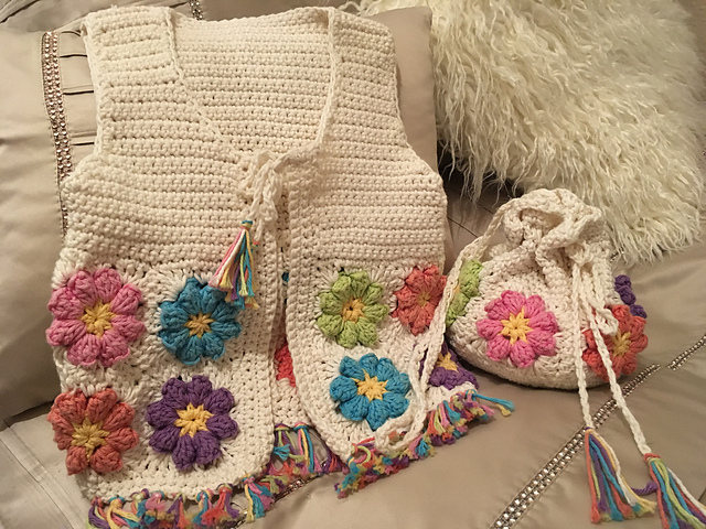 Flower gilet and matching bag