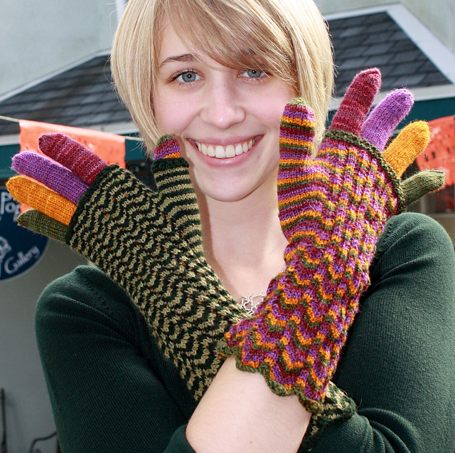 Chihuly Chevron Gloves and Fingerless Mittens