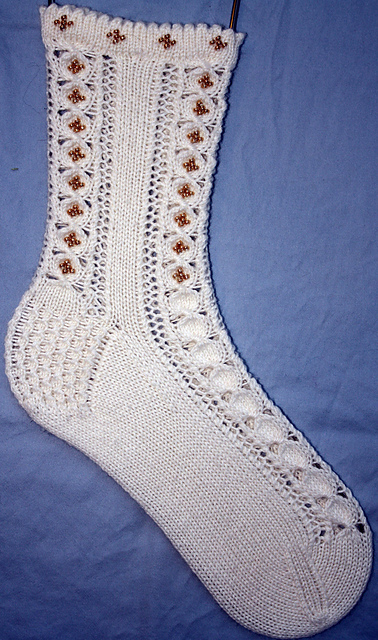 "Winter" Lace Beaded Socks