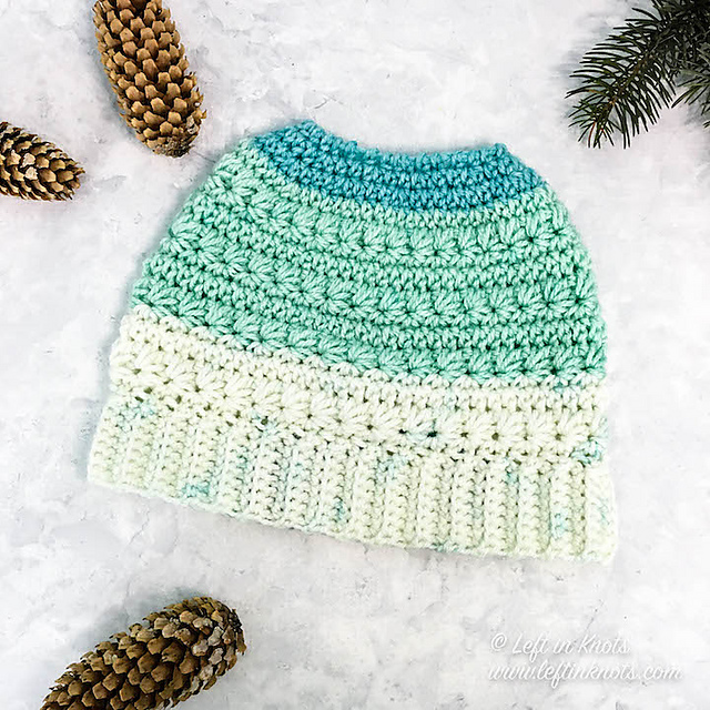 Snow Drops Messy Bun Hat