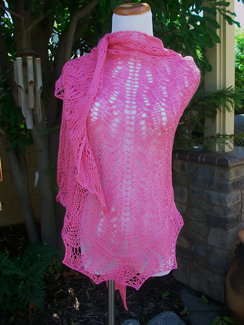 Breast Cancer Awareness Triangular Lace Shawl