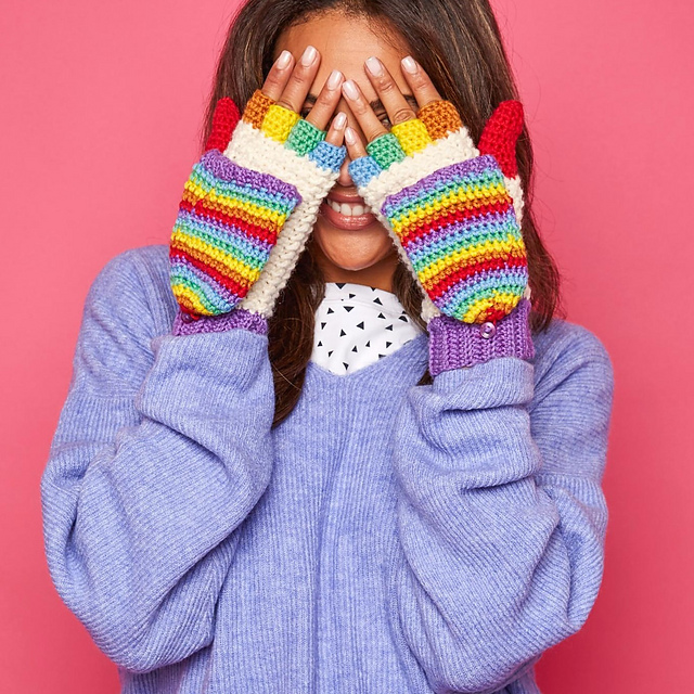 Rainbow Fingerless Gloves