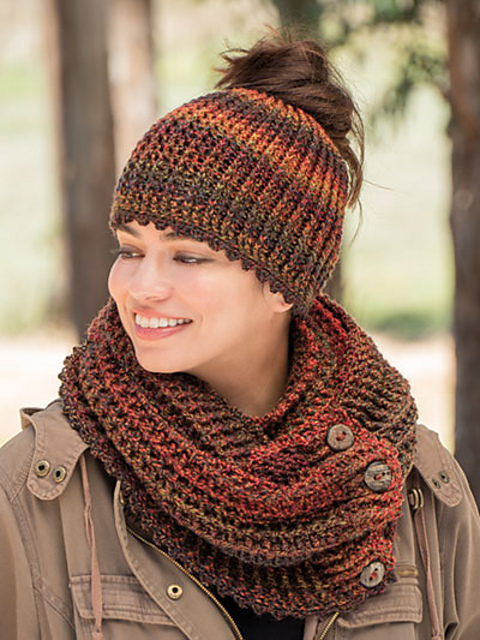 Estelita Messy Bun Hat & Cowl
