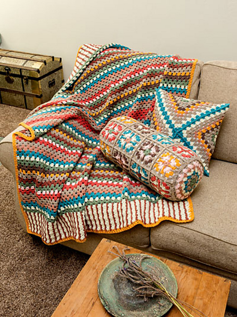 Foxdale Granny Afghan & Pillows