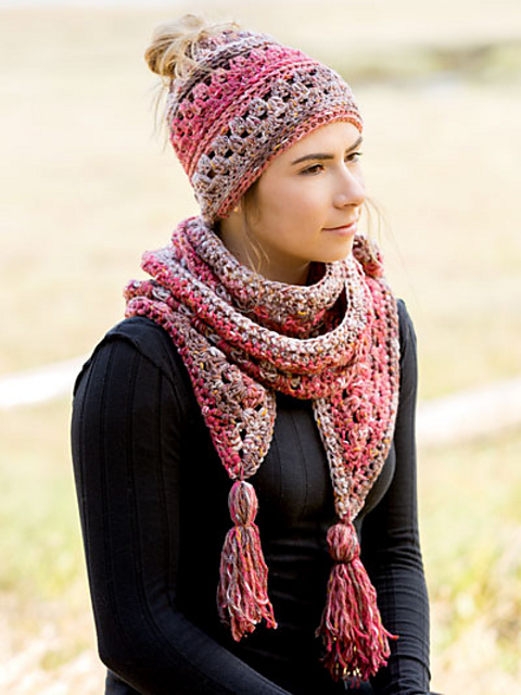 Coho Messy Bun Hat & Scarf