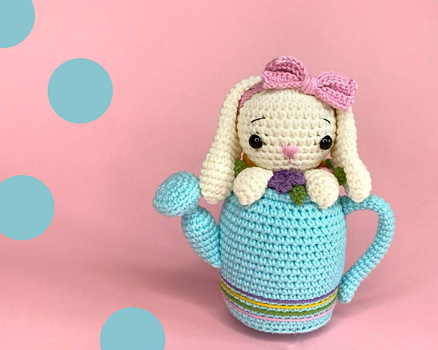 Spring bunny in watering can