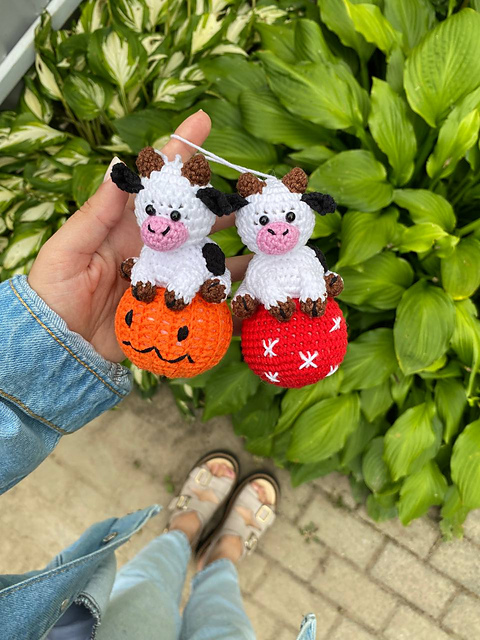 Halloween, Christmas cow ornament