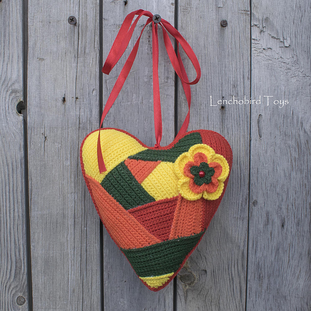 Crochet Patchwork Heart Amigurumi